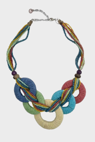 Front of the Multicolor Beaded Rope Statement Necklace from Alisha D.