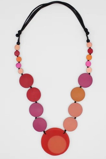 Front of the Pink Hana Adjustable Necklace from Sylca Designs