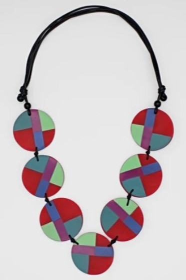 Front of the Multi Red Poppy Adjustable Necklace from Sylca Designs