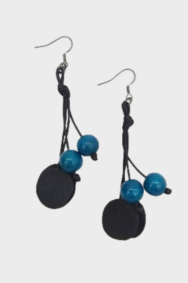 Front of the Black and Blue Tassel Beads Earrings from Alisha D.
