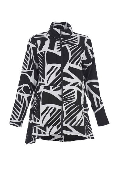 Front of the Graphic Print Jane Jacket from Kozan in the colors black and white