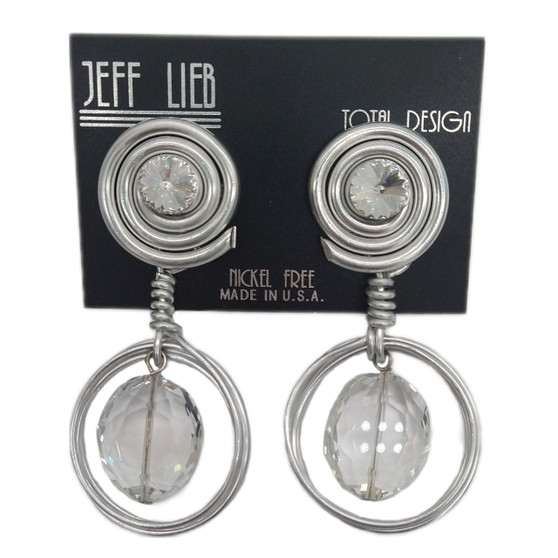 Front of the Translucent Beads Silver Clip-On Earrings from Jeff Lieb