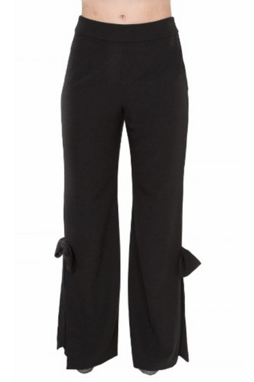 Front of the Side Bow Pants from Posh Couture in the color black