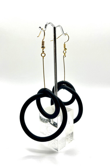 Front of the Neoprene Intersect Loop Hoop Earrings from Laurent Scott