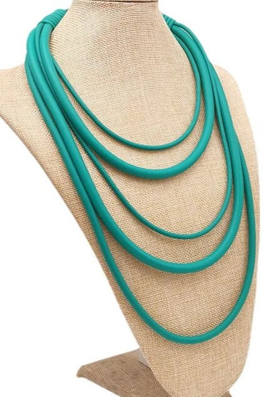 Front of the Neoprene Green Layered Necklace from Laurent Scott