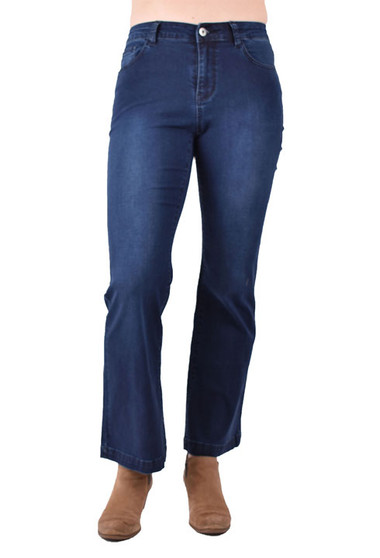 Front of the Mago Flare Leg Jeans from Ethyl in the color blue