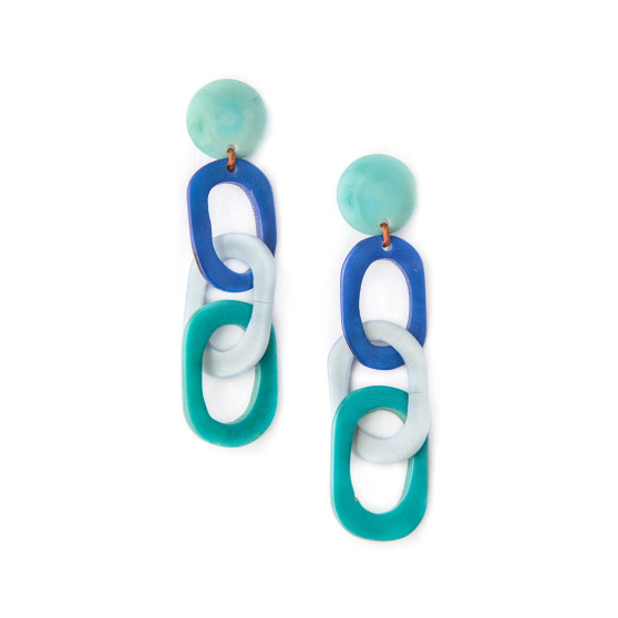 Front of the Luciana Royal Blue Combo Earrings from Tagua