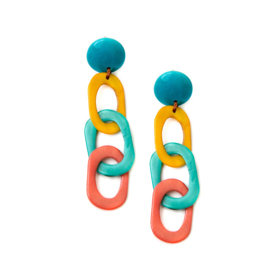 Front of the Luciana Multicolor Earrings from Tagua