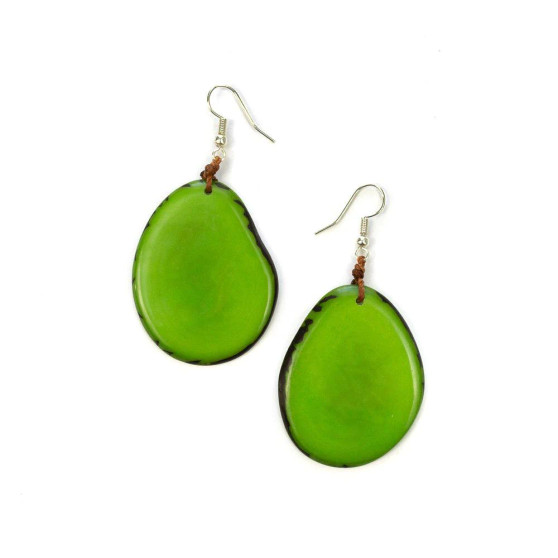 Front of the Amigas Lime Earrings from Tagua