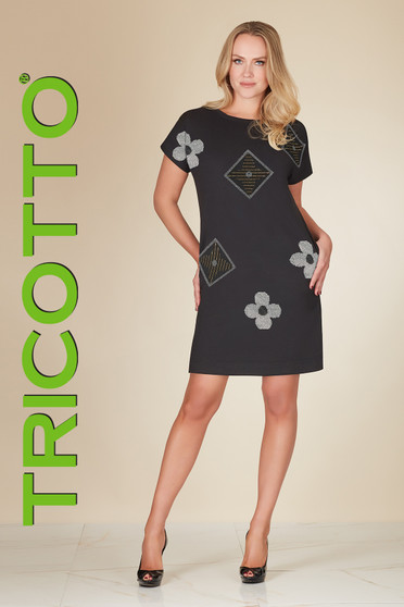 Front of the Sequins Print Dress from Tricotto in the colors black and silver