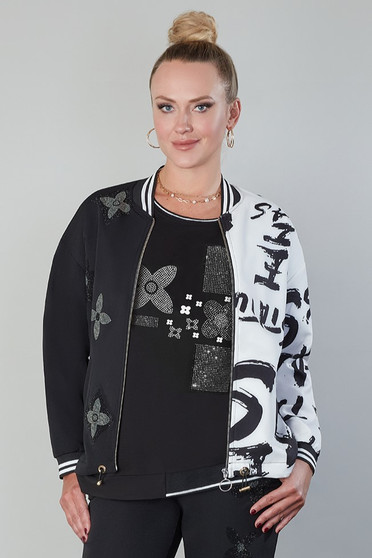 Front of the Fancy Sequins Print Jacket from Tricotto in the colors white and black