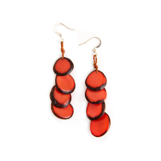 Front of the Athea Poppy Coral Earrings from Tagua