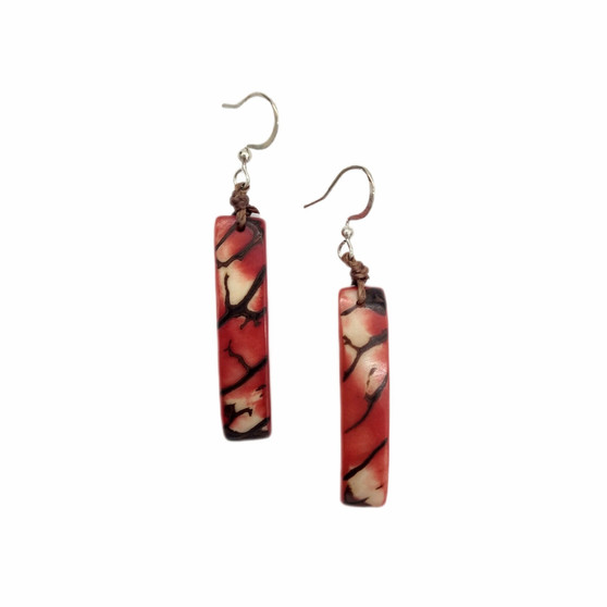 Front of the Amazon Poppy Coral Earrings from Tagua