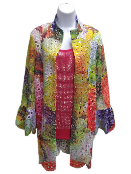 Front of the Eloise Multicolor Lace Topper from Berek