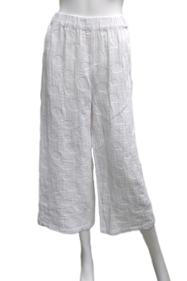 Front of the Polka-Dot Wide Leg Pants from Liv in the color white