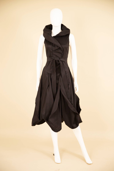 Front of the Tulip Hem Bubble Dress from Samuel Dong in the color black