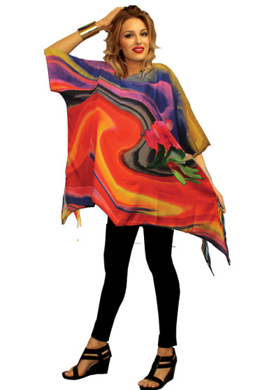 Front of the Abstract Print O'Keefe Tunic from Dilemma in the multicolor print