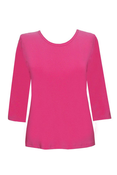 Front of the Solid Scoop Neck Top from Valentina in the color fuchsia