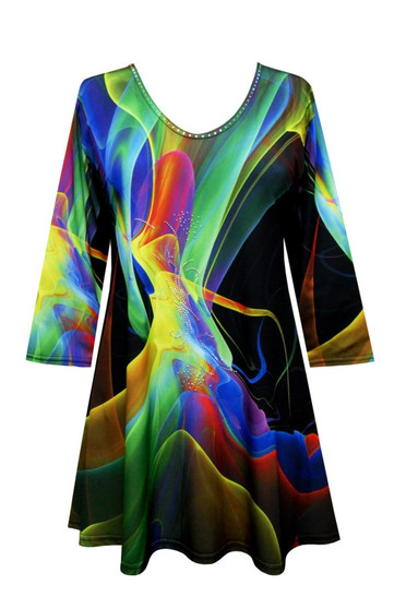 Front of the Multicolor Abstract Studded Tunic from Valentina