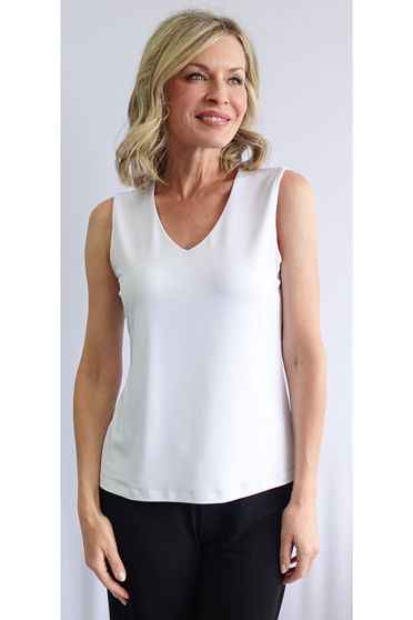 Front of the V-Neck Tank from Soft Works in the color white