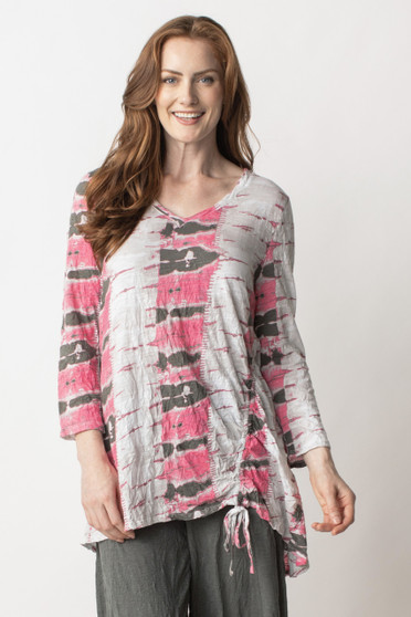 Front of the Crinkle Ruched Drawstring Tunic from Liv by Habitat style 296331 in the color fuchsia pink