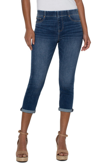 Front of the Chloe Cropped Skinny Jeans from Liverpool in the color Fowler blue