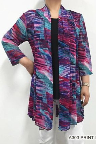 Front of the Purple Brushstroke Mesh Cardigan from Fashion Cage