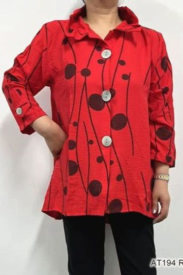 Front of the Dotted Wire Collar Jacket from Fashion Cage style AT194 in the color red