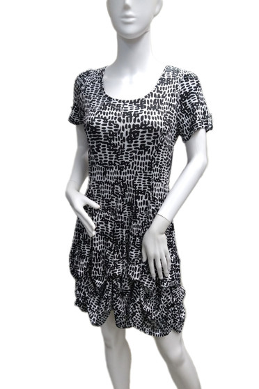 Front of the Cap Sleeve Bubble Dress from Tango Mango in the colors black and white