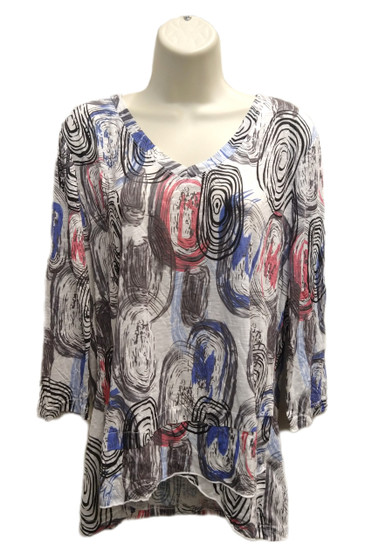 Front of the Spiral Print Layered Top from Tango Mango style T6200 in the multicolor print