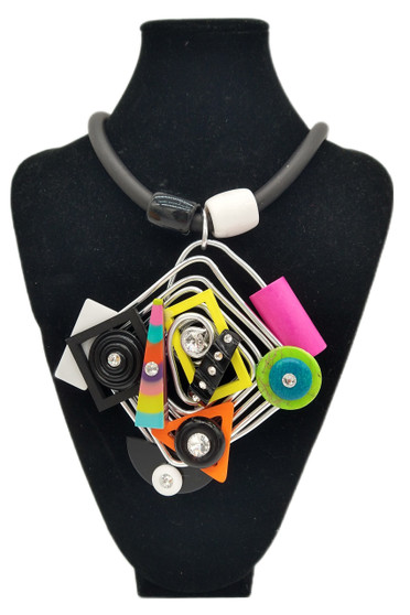 Front of the Multicolor Statement Rubber Necklace SKU 26264 from Jeff Lieb