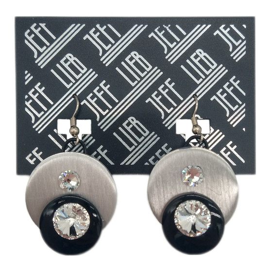 Front of the Black and Silver Circle Earrings SKU 26301 from Jeff Lieb