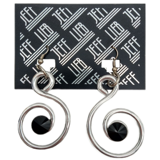 Silver Spiral Black Crystal Earrings SKU 26388 from Jeff Lieb