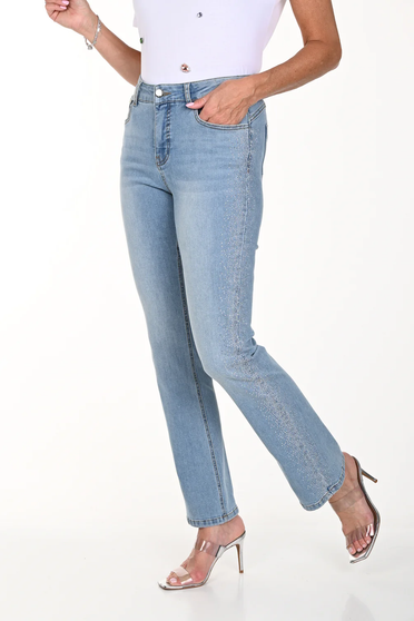 Front of the Rhinestone Straight Leg Jeans from Frank Lyman style 241357 in the color blue