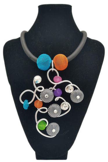 Multicolor Mesh Beads Rubber Necklace SKU 26767 from Jeff Lieb