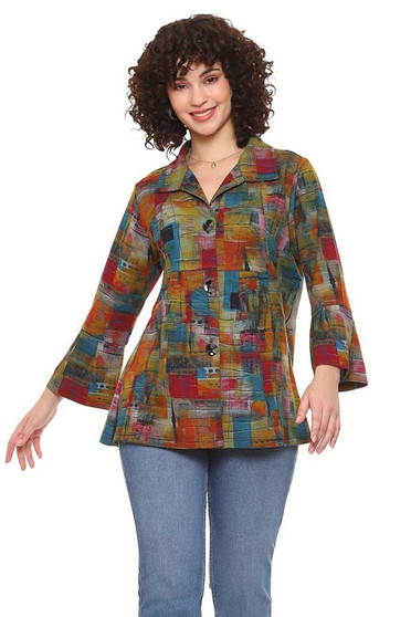 Front of the Danielle Flare Jacket from Parsley & Sage style 24W254G4 in the multicolor print