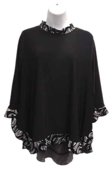 Front of the Sequins Swirl Print Tunic style 9735 from Sea & Anchor in the color black