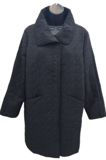 Front of the City Snap Quilted Coat from Liv style 230476 in the color black