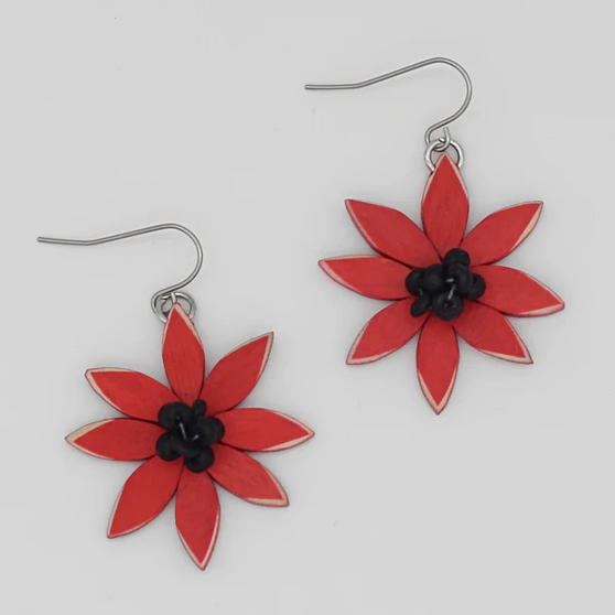 Red Amaya Flower Earrings SKU 27253 from Sylca Designs