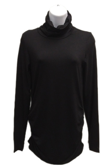 Front of the Ruched Max Turtleneck style TS-4128 from Kozan in the color black
