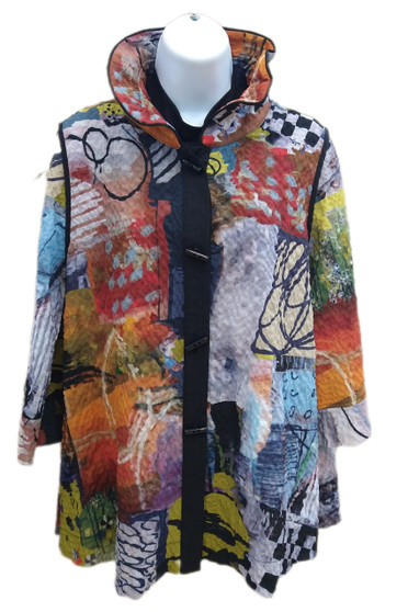 Front of the Mixed Print Wire Collar Jacket style 3963 from Moonlight in the multicolor print
