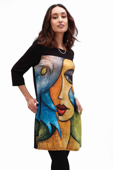 Front of the Abstract Picasso Art Tunic style 243540 from Funsport in the multicolor print