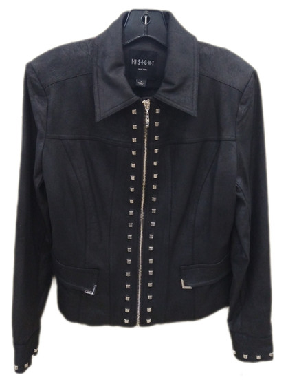 Front image of the Studded Moto Jacket from Insight in the color Black