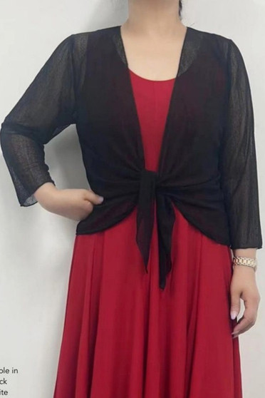 Front of the Lightweight Mesh Shrug style A513 from Fashion Cage in the color black