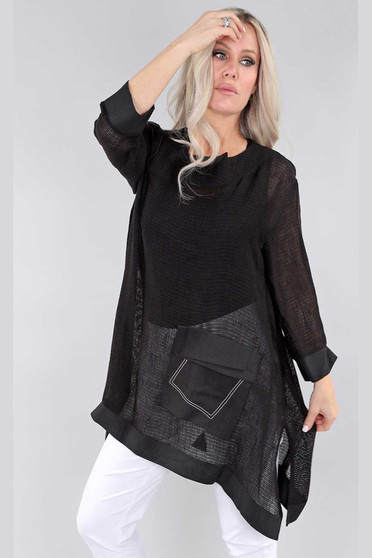 Front of the Mesh Tunic With Pocket style 2873 from Michael Tyler in the color black