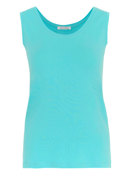 Front of the Classic Scoop Neck Tank style 25502 from Dolcezza in the color aqua