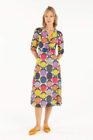 Front of the Reversible Mesh Dragos Dress style 425-15175 from Isle showing the polka-dot side