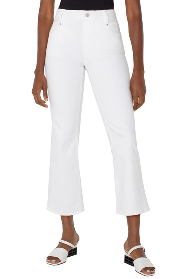 Front of the Gia Glider Crop Flare with Tulip Back style LM7A40QY-W from Liverpool in the color white