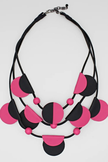 Pink Verona Leather Necklace SKU 23126 from Sylca