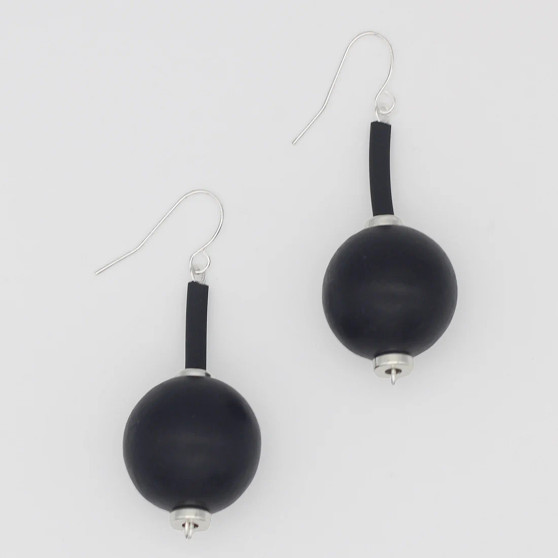 Black Ball Drop Earrings SKU 23117 from Sylca Designs